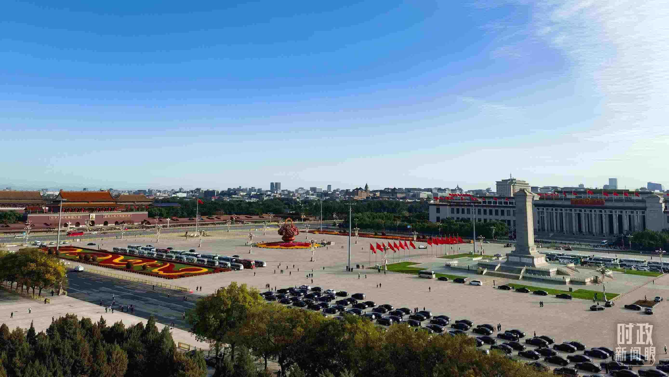 △18日的天安門廣場。（總臺央視記者周志國拍攝）