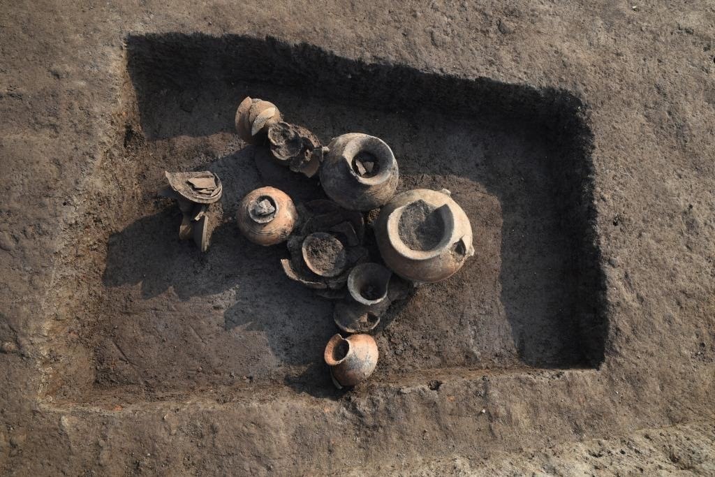 汶溪遺址河姆渡文化晚期墓葬。寧波市文化遺產管理研究院供圖