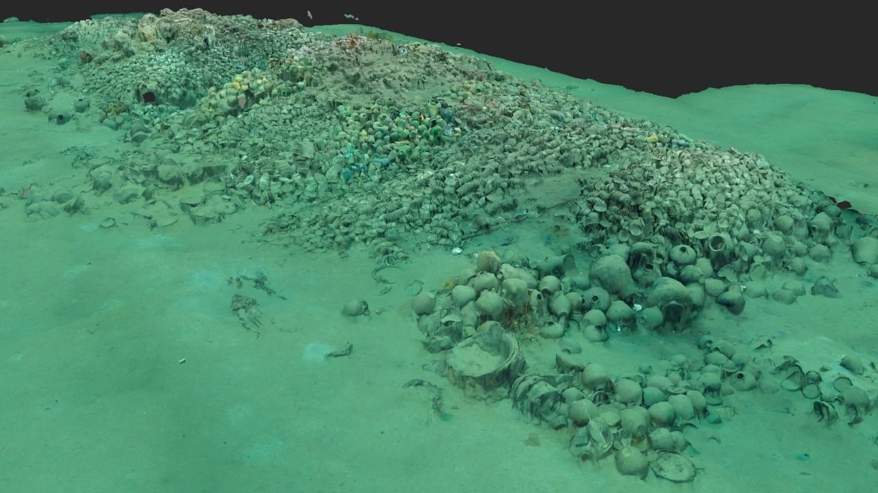 南海西北陸坡一號(hào)沉船遺址核心區(qū)三維圖。國(guó)家文物局供圖