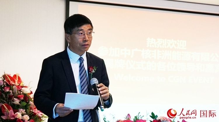 國(guó)家電網(wǎng)公司非洲辦事處主任汪文安致辭。人民網(wǎng) 劉暢攝
