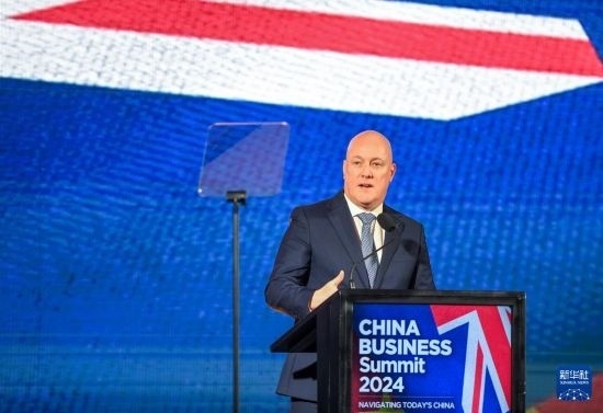 5月20日，新西蘭總理拉克森在奧克蘭出席新西蘭中國商業(yè)峰會并講話。新華社記者 郭磊 攝