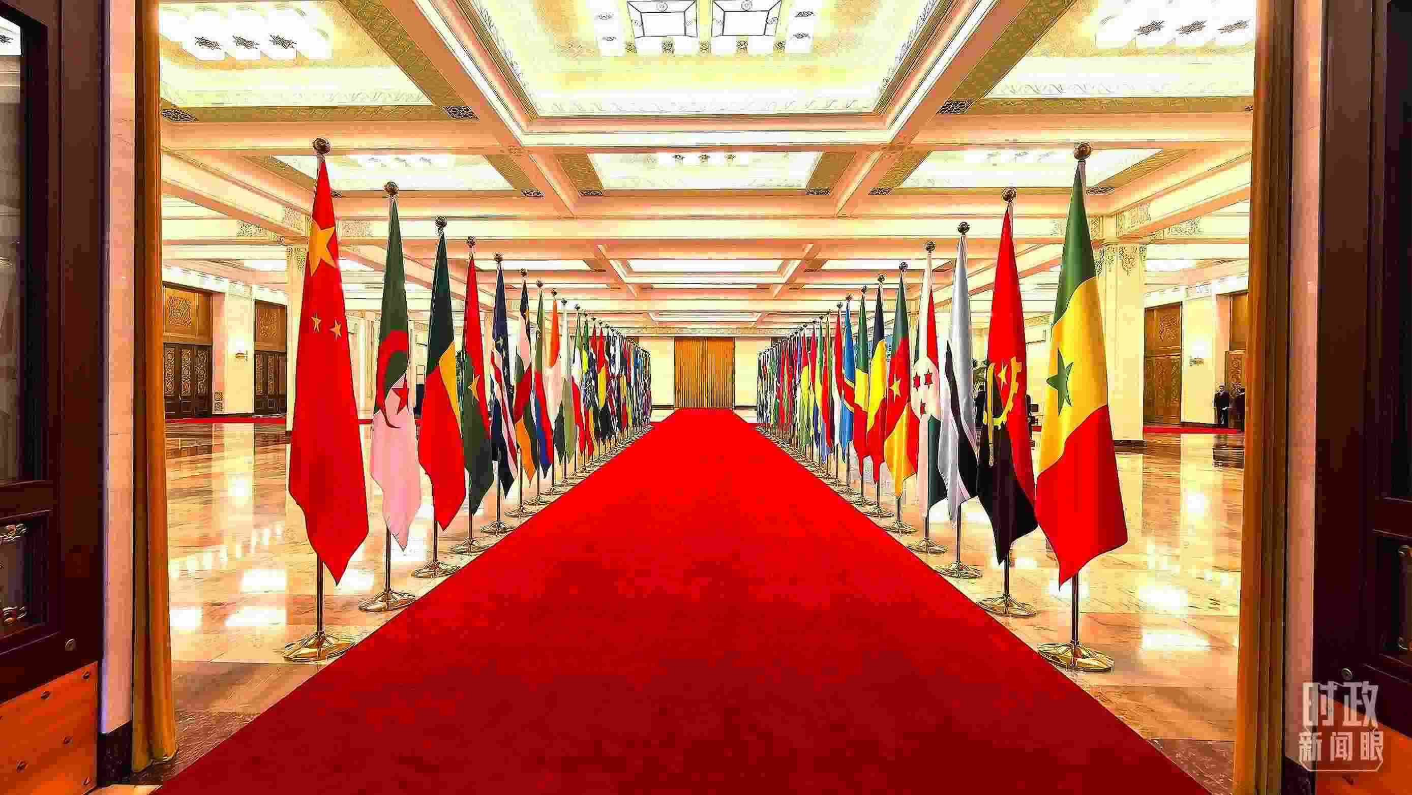  △人民大會堂內(nèi)的旗陣。（總臺央視記者馬超拍攝）