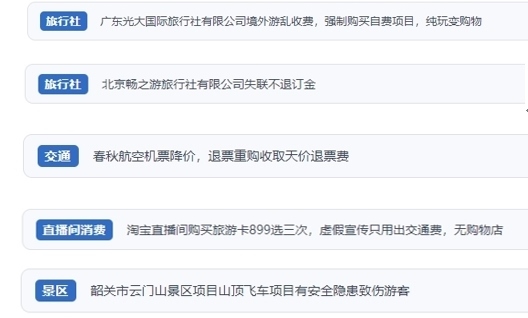 網(wǎng)友在“人民投訴”平臺反映涉旅游消費相關(guān)糾紛。（“人民投訴”用戶投訴截圖）